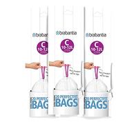 3 x 20 White Perfect Fit Brabantia Bin Liners Type C Liner Bags 10 - 12L (60 bags in total), Purple Strings