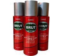 3 x 200ML BRUT ATTRACTION TOTALE MENS DEODORANT BODY SPRAY - FREE POST