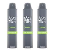 3 x 200ml Dove MEN + CARE Fresh Antiperspirant Aerosol Deodorant for Men | 48h Sweat and Odour Protection | 1/4 Moisturising Cream for Protection
