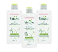 3 x 200mL | Simple Kind to Skin Purifying Cleansing Lotion 200ml | Gently Cleanses | for Sensitive Skin | 3 Pack