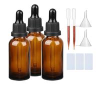 3 x 20ml Amber Glass Dropper Bottle set, Empty Reusable liquid Pipette Ear Dropper Bottles Suitable for Essential Oils Massage Perfumery Aromatherapy Laboratory Fragrances Pharmacist Bottle