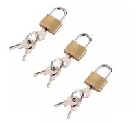 3 x 20mm Small Padlocks with Keys - Solid Brass | Small Gym Locker Padlocks, Travel Luggage Padlock, Lock for Jewellery Box, Cupboards, Tool Box, Suitcases - Mini Indoor Outdoor Locks (9 Keys)