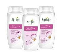 3 x 225ml | Simple Kind to Skin Nourishing Shower Gel 225mL | with Chamomile Oil + Vitamin E | Pack of 3 | Suitable for Sensitive Skin