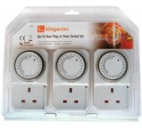 3 x 24HR MAIN PLUG IN TIMER SWITCH TIME CLOCK SOCKET CHRISTMAS 3AMP LIGHTS 3 PIN
