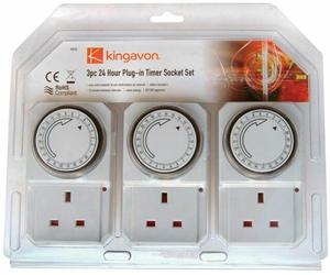 3 x 24HR MAIN PLUG IN TIMER SWITCH TIME CLOCK SOCKET CHRISTMAS 3AMP LIGHTS 3 PIN