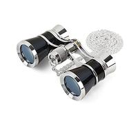 3 x 25 Classic Foldable Opera Glasses Binoculars Metal Body With Chain Optical Lens Theater Telescope Retro Design Women Gifts (E)