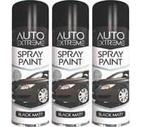 3 x 250ml Auto Extreme Black Matt Spray Paint, Perfect Matt Finish