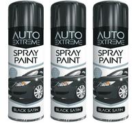 3 x 250ml BLACK SATIN AEROSAL SPRAY PAINT CAR VAN GREAT FINISH