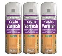 3 x 250ml Clear Yacht Varnish Spray Exterior Interior Waterproof