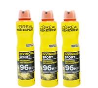 3 x 250ml Loreal Men Expert Invincible Sport 96H Anti-Perspirant Deodorant