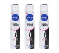 3 x 250ml Nivea Black & White Invisible Clear Deodorant Spray