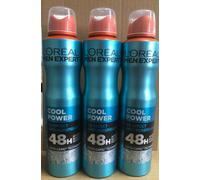 3 x 250ml XXL L'oreal Men Expert COOL POWER Anti-Perspirant Deodorant Spray