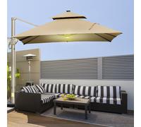 3 x 3(m) Aluminum Sun Square Canopy Top with Adjustable Pole Angle Outsunny Khaki One Size