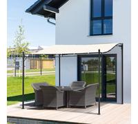 3 x 3 m Canopy Metal Wall Gazebo Awning Garden Marquee Shelter Door Porch Outsunny Beige One Size