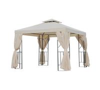 3 x 3 m Garden Metal Gazebo Marquee Patio Wedding Party Tent Canopy Shelter with Pavilion Sidewalls Beige