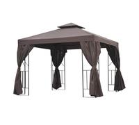 3 x 3 m Garden Metal Gazebo Marquee Patio Wedding Party Tent Canopy Shelter with Pavilion Sidewalls Brown