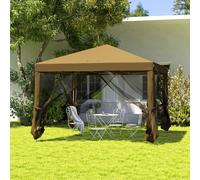 3 x 3 m Heavy Duty Pop Up Garden Gazebo with Handy Bag Mesh Sidewalls Outsunny Khaki One Size