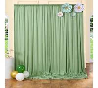 3 x 3 m Sage Green Background Curtain, Decorative Wedding Party Birthday Photo Wall Background, 2 Panels 1.5 x 3 m Wrinkle-Free Soft Silky Green Curtains for Backdrops Home