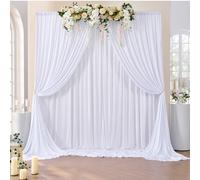 3 x 3 m White Wedding Background Curtain, 2 Panels 1.5 x 3 m Wrinkle-Free Silk Polyester White Photo Wall Background Photography, Birthday Party Baby Shower Decoration Backdrops Curtains