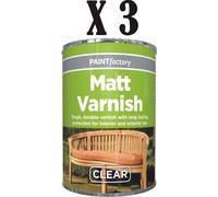 3 x 300ml Clear Matt Varnish Tin Paint Factory Interior & Exterior