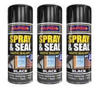 3 x 300ml Spray & Seal Leak Fix Sealant Instant Waterproof Gutter Roof Felt Slate Tile Metals Plastics Window Roof Pipe Black