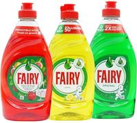 3 x 320ml Fairy Washing Up Liquid Mixed - 1 x Original, 1 x Lemon and 1 x Pomegranate | Powerful Dishes Grease Cleaner with a Refreshing Citrus Scent for Sparkling Clean Dishes. (Pack of 3)