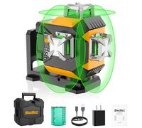 3 x 360° Laser Level, 3D Self-Leveling Green Cross Line Laser 12 Lines Lazer Level and Alignment Laser Tool for Indoor Outdoor, Rechargeable/Brightness Adjustable/Type-C Input & Hard Carry Case -703CG