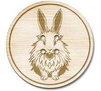 3 x 38mm 'Angora Rabbit' Large Round Wooden Buttons (BT00120633)