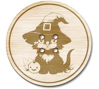 3 x 38mm 'Halloween cat ' Large Round Wooden Buttons (BT00119281)