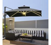 3 x 3M Aluminum Sun Square Canopy Top w/ Adjustable Pole Angle Dark Grey