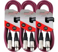 3 x 3M Purple XLR Male to Female Microphone Lead & Audio Signal Cable Pack