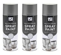 3 x 400ml 151 Multi Purpose Spray Paint Aerosol Wood Metal Brick Metallic Silver