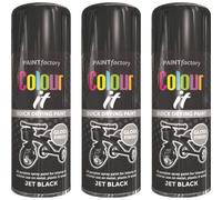 3 x 400ml Jet Black Gloss Spray Paint All Purpose Aerosol Metal & Wood