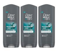 3 x 400ml XL Dove Men+ Care 3 in 1 Body, Face & Hair Wash Eucalyptus + Mint