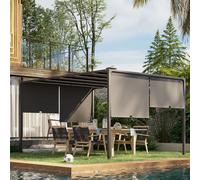 Outsunny - 3m x 4m utdoor Garden Pergola with led Lights Retractable Roof Grey - Dark Grey