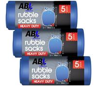 3 x 5 Heavy Duty Rubble Sacks 70 x 50cm - Extra Strong Plastic Builders Bags - Thick Reusable Garden & Waste Refuse Sacks - Industrial Plastic Rubbish Bags for Construction, Garden Waste & Recycling