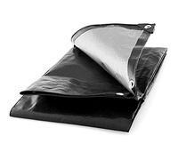 3 x 5 m Black 235 GSM Tarpaulin Waterproof Heavy Duty Tarp Sheet Cover, Groundsheet - Waterproof, Weatherproof, Frost-Resistant, UV Protection, Universal, Multipurpose, Reinforced Eyelets