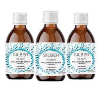 3 x 500 ml Colloidal Silver (40 ppm) in Brown Glass Bottle, Silver Water, Pure Water, 100% Colloidal