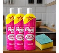3 x 500ml The Pink Stuff Multi-purpose Miracle Cream Cleaner and 1 x Includes1Handy Grip Cleaning Sponge(Total 1500ml)
