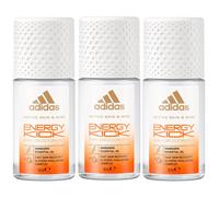 3 x 50ml Adidas 24H Deodorant Roll On - Energy Kick (Mandarin)