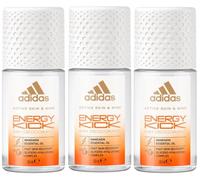 3 x 50ml Adidas 24H Deodorant Roll On - Energy Kick (Mandarin)