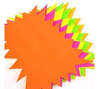 3 X 60 x neon Flourescent Stars - 10cm x 7.5cm Assorted neon flashs Cards Price Display Tags Lebel Shop