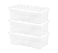 3 x 62L Large Clear Plastic Storage Boxes with Lids Underbed Storage Container