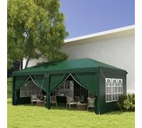 Outsunny 3 x 6m Pop Up Gazebo Party Tent Canopy Marquee with Storage Bag Green