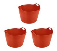 3 x 75L Litre Robust Versatile Multipurpose Extra Large Flexi Tub Garden Home Flexible Plastic Storage Container Bucket Flex Tub- MADE IN UK (Orange)