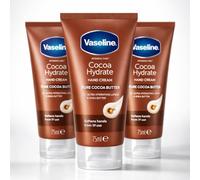 3 x 75ML Vaseline Intensive Care COCOA Hydrate Hand Cream - Moisturiser for Dry Hands - With Cocoa Butter, Shea Butter & Vaseline Jelly - Fast Absorbing, Non-Greasy Hand Cream