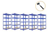 MonsterShop 3 X 90Cm & 2 X 120Cm Blue Racking Bay Unit 5 Tier Heavy Duty Steel Metal 200Kg Capacity Per Shelf Garage Shelves