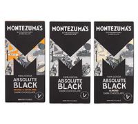 3 x 90g Bars Mixed Case Montezuma's Absolute Black 100% Cocoa - Cocoa, Almonds & Orange & Cocoa Nibs