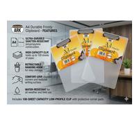 3 X A4 Clip Board Durable Frosty Clear (Value Pack) By Ark