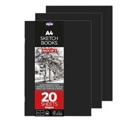 3 x A4 Soft-Cover Sketchbooks by Zieler® - 140gsm | 20 Sheets | Soft-White Sheets for use with Pencil, Ink, Charcoal & Pastel